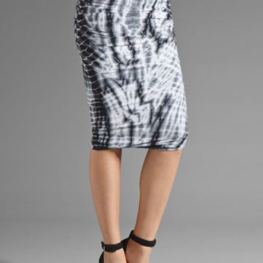 James Perse Tie Dye Ruched Pencil Skirt, Ink Color, Size 1